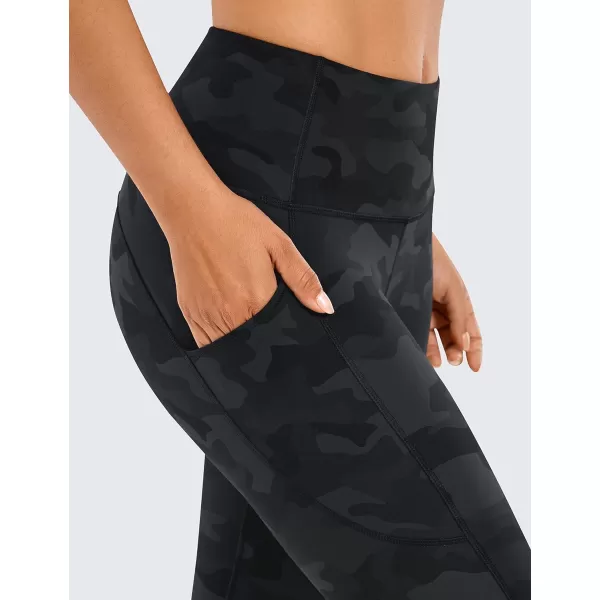 CRZ YOGA Womens Brushed Naked Feeling Workout Capri Leggings Pockets 19  High Waisted Gym Athletic Tummy Control Yoga PantsDark Grey Camouflage