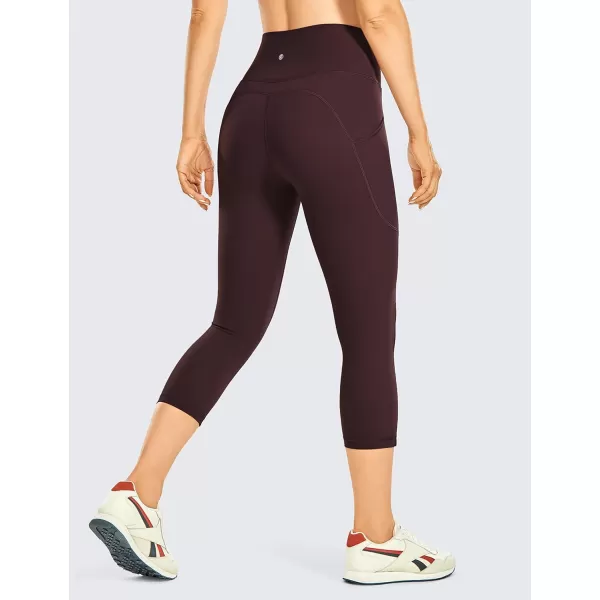 CRZ YOGA Womens Brushed Naked Feeling Workout Capri Leggings Pockets 19  High Waisted Gym Athletic Tummy Control Yoga PantsDark Russet