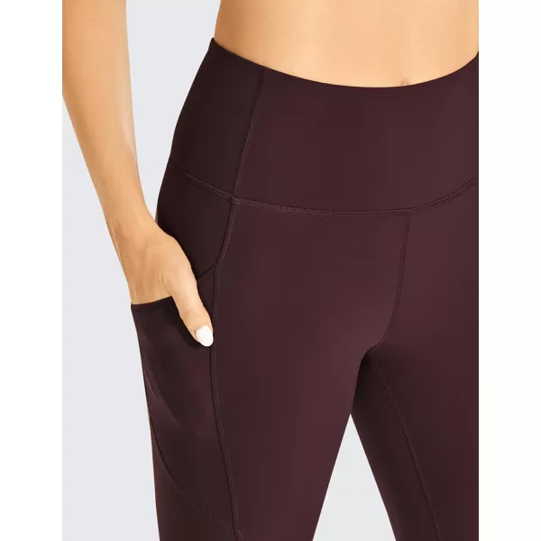 CRZ YOGA Womens Brushed Naked Feeling Workout Capri Leggings Pockets 19  High Waisted Gym Athletic Tummy Control Yoga PantsDark Russet