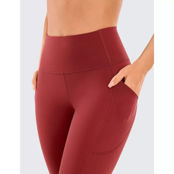 CRZ YOGA Womens Brushed Naked Feeling Workout Capri Leggings Pockets 19  High Waisted Gym Athletic Tummy Control Yoga PantsDeep Wine