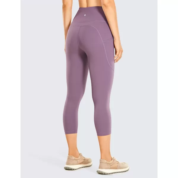 CRZ YOGA Womens Brushed Naked Feeling Workout Capri Leggings Pockets 19  High Waisted Gym Athletic Tummy Control Yoga PantsMatt Purple