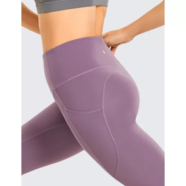 CRZ YOGA Womens Brushed Naked Feeling Workout Capri Leggings Pockets 19  High Waisted Gym Athletic Tummy Control Yoga PantsMatt Purple