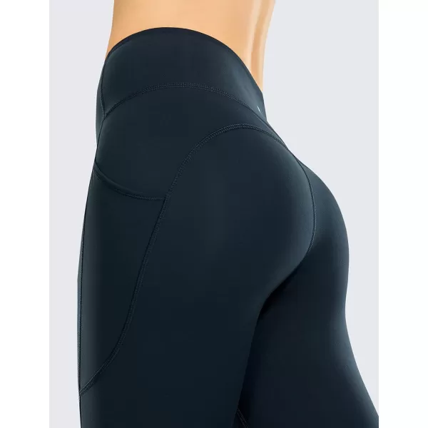 CRZ YOGA Womens Brushed Naked Feeling Workout Capri Leggings Pockets 19  High Waisted Gym Athletic Tummy Control Yoga PantsTrue Navy