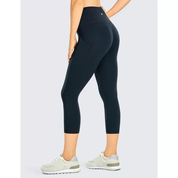 CRZ YOGA Womens Brushed Naked Feeling Workout Capri Leggings Pockets 19  High Waisted Gym Athletic Tummy Control Yoga PantsTrue Navy