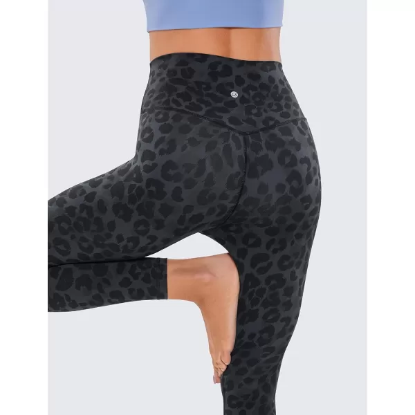 CRZ YOGA Womens Brushed Naked Feeling Workout Leggings 25  28 High Waisted Gym Compression Tummy Control Yoga Pants25 inches Charcoal Snow Leopard