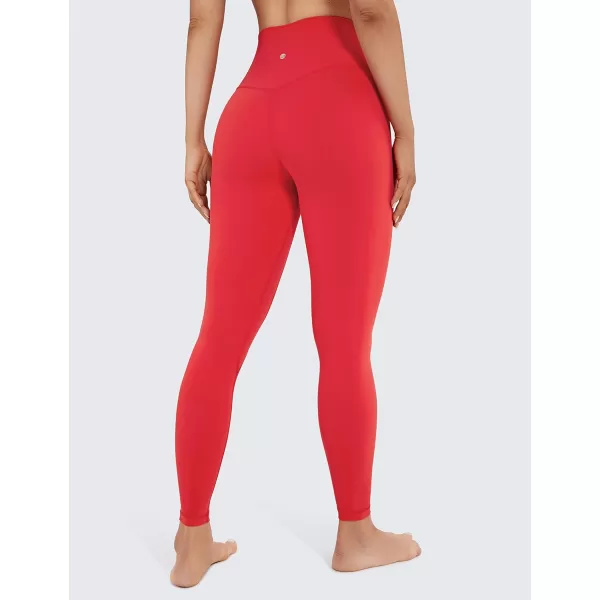 CRZ YOGA Womens Brushed Naked Feeling Workout Leggings 25  28 High Waisted Gym Compression Tummy Control Yoga Pants25 inches Crimson