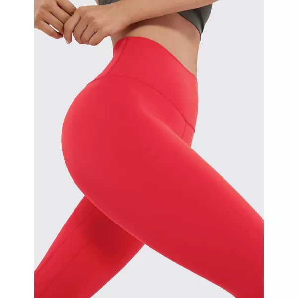 CRZ YOGA Womens Brushed Naked Feeling Workout Leggings 25  28 High Waisted Gym Compression Tummy Control Yoga Pants25 inches Crimson