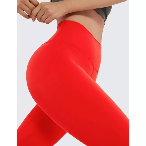 CRZ YOGA Womens Brushed Naked Feeling Workout Leggings 25  28 High Waisted Gym Compression Tummy Control Yoga Pants25 inches Dark Red