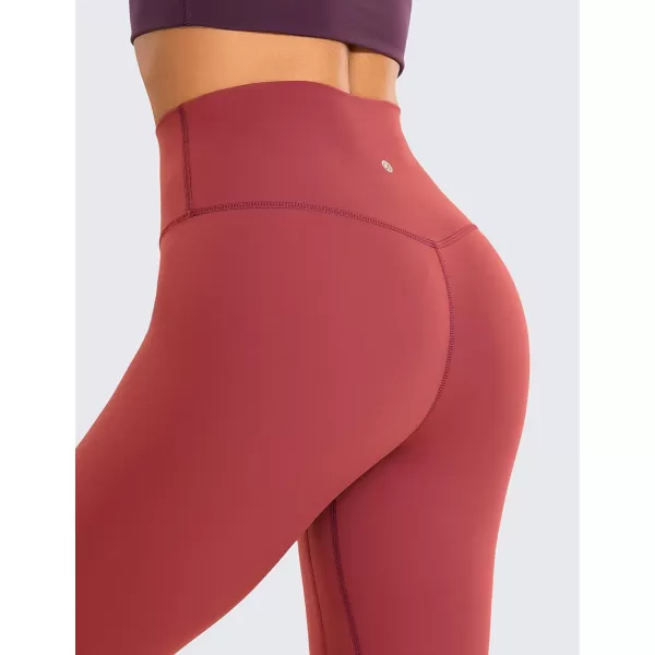 CRZ YOGA Womens Brushed Naked Feeling Workout Leggings 25  28 High Waisted Gym Compression Tummy Control Yoga Pants25 inches Deep Wine