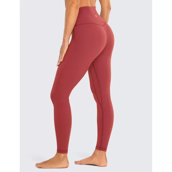 CRZ YOGA Womens Brushed Naked Feeling Workout Leggings 25  28 High Waisted Gym Compression Tummy Control Yoga Pants25 inches Deep Wine