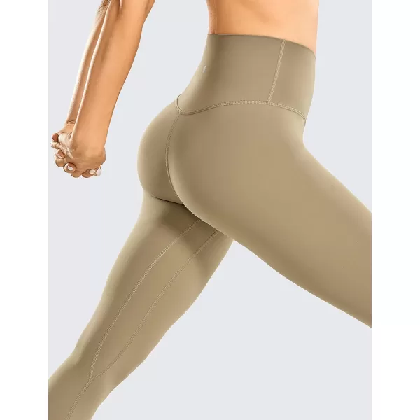 CRZ YOGA Womens Brushed Naked Feeling Workout Leggings 25  28 High Waisted Gym Compression Tummy Control Yoga Pants25 inches Khaki Fog