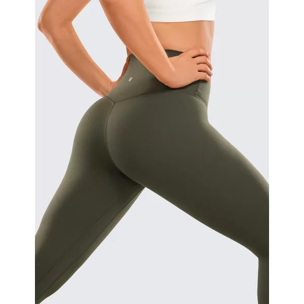 CRZ YOGA Womens Brushed Naked Feeling Workout Leggings 25  28 High Waisted Gym Compression Tummy Control Yoga Pants25 inches Olive Green