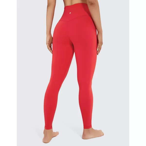 CRZ YOGA Womens Brushed Naked Feeling Workout Leggings 25  28 High Waisted Gym Compression Tummy Control Yoga Pants28 inches Crimson