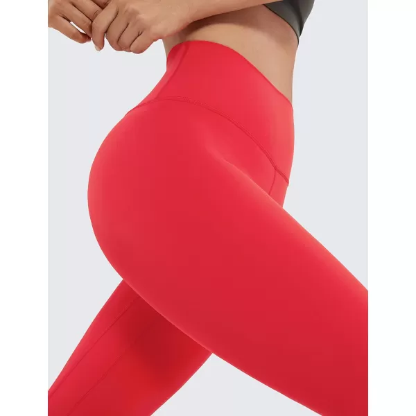 CRZ YOGA Womens Brushed Naked Feeling Workout Leggings 25  28 High Waisted Gym Compression Tummy Control Yoga Pants28 inches Crimson