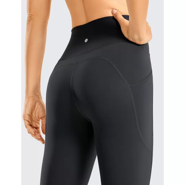 CRZ YOGA Womens Brushed Naked Feeling Workout Leggings 25  High Waisted Gym Athletic Tummy Control Yoga Pants with PocketsIntersellar Black and Navy