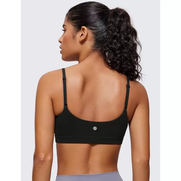 CRZ YOGA Womens Butterluxe Adjustable Spaghetti Strap Sports Bra  Scoop Neck Wireless Padded Bra Yoga Workout Crop TopBlack