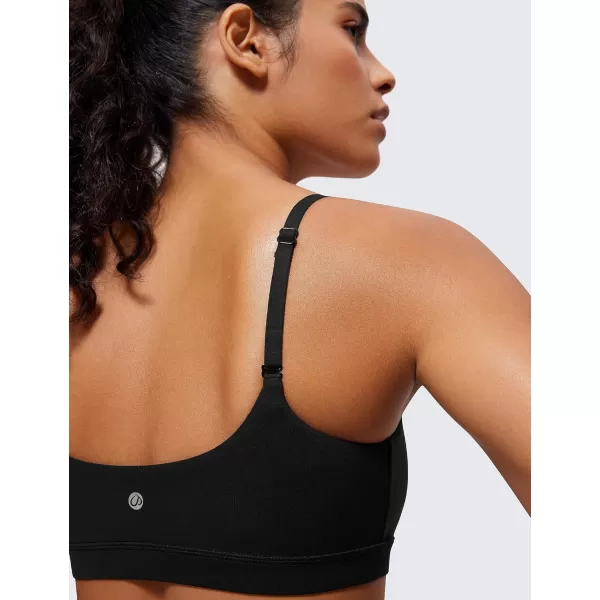 CRZ YOGA Womens Butterluxe Adjustable Spaghetti Strap Sports Bra  Scoop Neck Wireless Padded Bra Yoga Workout Crop TopBlack