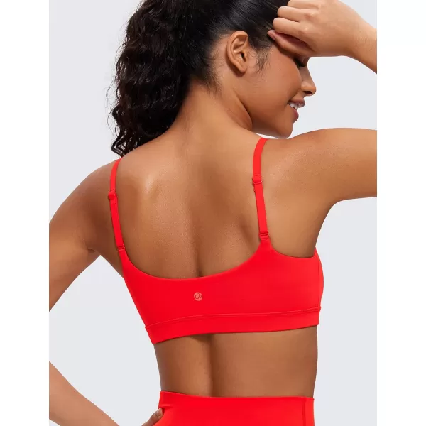 CRZ YOGA Womens Butterluxe Adjustable Spaghetti Strap Sports Bra  Scoop Neck Wireless Padded Bra Yoga Workout Crop TopDark Red