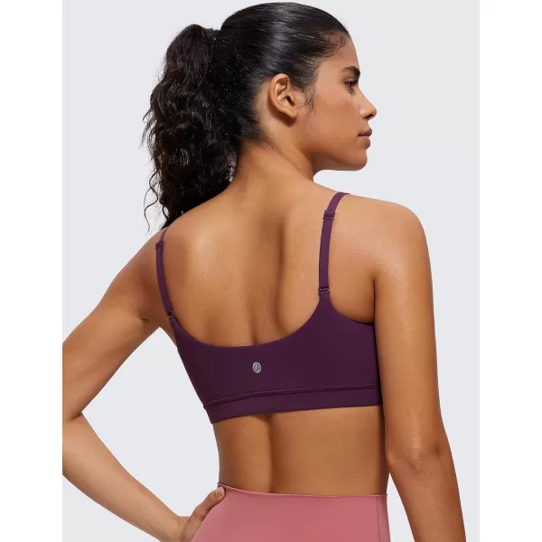 CRZ YOGA Womens Butterluxe Adjustable Spaghetti Strap Sports Bra  Scoop Neck Wireless Padded Bra Yoga Workout Crop TopDeep Purple