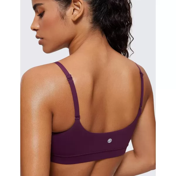 CRZ YOGA Womens Butterluxe Adjustable Spaghetti Strap Sports Bra  Scoop Neck Wireless Padded Bra Yoga Workout Crop TopDeep Purple