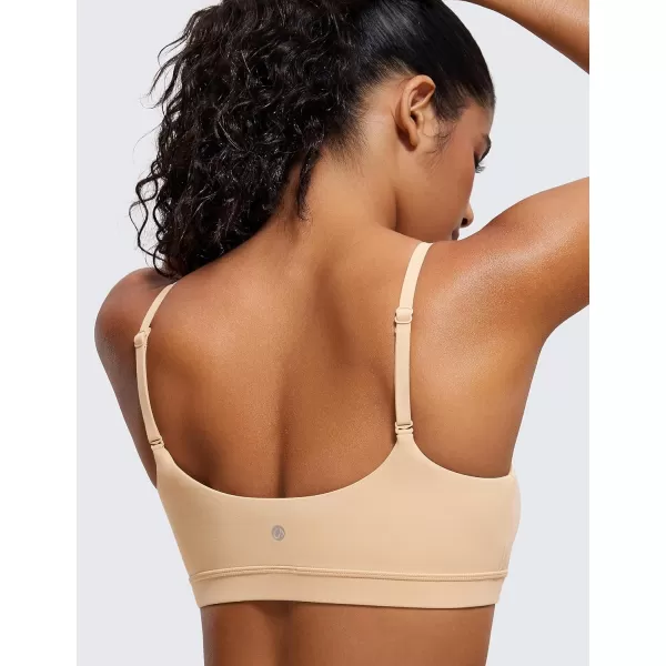 CRZ YOGA Womens Butterluxe Adjustable Spaghetti Strap Sports Bra  Scoop Neck Wireless Padded Bra Yoga Workout Crop TopTan Milkshake