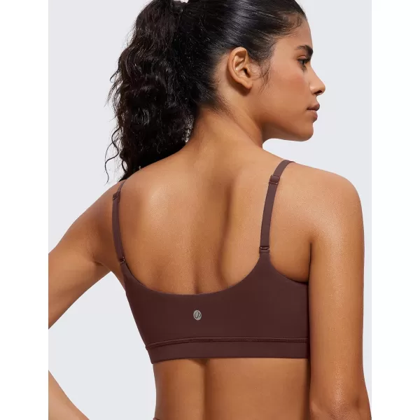 CRZ YOGA Womens Butterluxe Adjustable Spaghetti Strap Sports Bra  Scoop Neck Wireless Padded Bra Yoga Workout Crop TopTaupe