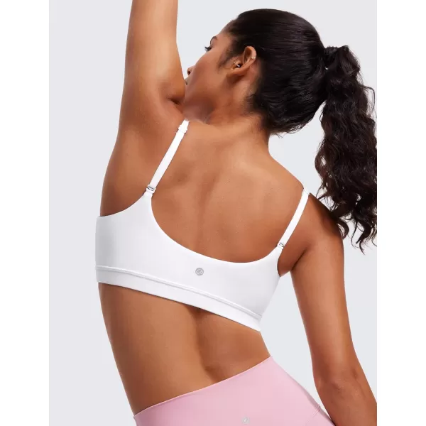 CRZ YOGA Womens Butterluxe Adjustable Spaghetti Strap Sports Bra  Scoop Neck Wireless Padded Bra Yoga Workout Crop TopWhite