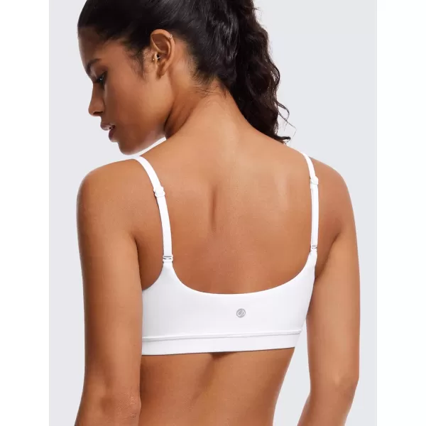 CRZ YOGA Womens Butterluxe Adjustable Spaghetti Strap Sports Bra  Scoop Neck Wireless Padded Bra Yoga Workout Crop TopWhite