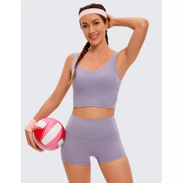 CRZ YOGA Womens Butterluxe Biker Shorts 25  4  6  8  High Waisted Booty Workout Volleyball Yoga Spandex25 inches Lavender Mist