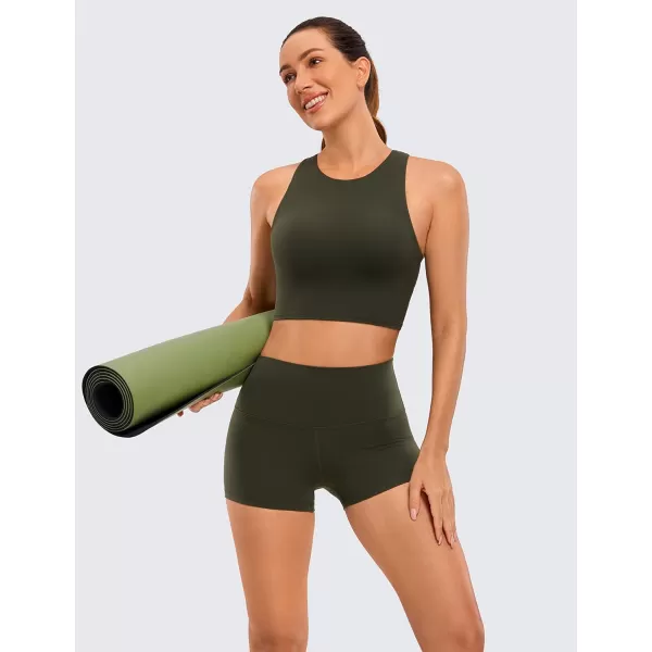 CRZ YOGA Womens Butterluxe Biker Shorts 25  4  6  8  High Waisted Booty Workout Volleyball Yoga Spandex25 inches Olive Green