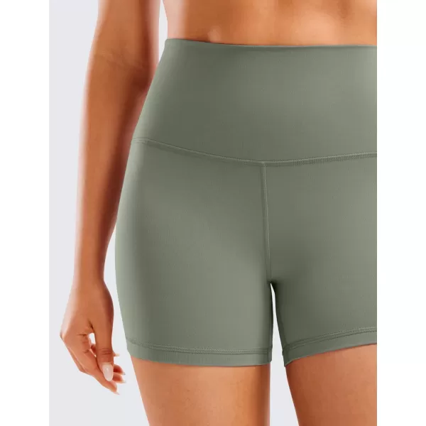 CRZ YOGA Womens Butterluxe Biker Shorts 25  4  6  8  High Waisted Booty Workout Volleyball Yoga Spandex4 inches Light Army Green