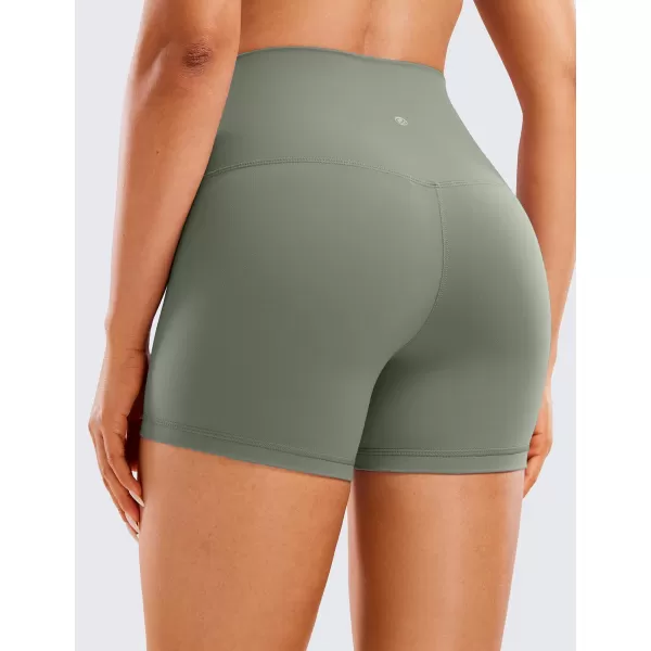 CRZ YOGA Womens Butterluxe Biker Shorts 25  4  6  8  High Waisted Booty Workout Volleyball Yoga Spandex4 inches Light Army Green