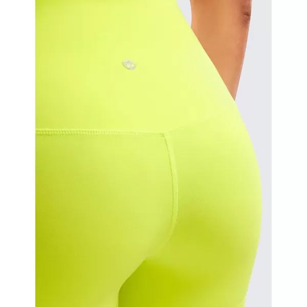 CRZ YOGA Womens Butterluxe Biker Shorts 25  4  6  8  High Waisted Booty Workout Volleyball Yoga Spandex4 inches Neon Yellow