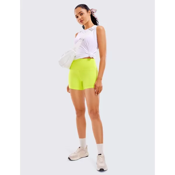 CRZ YOGA Womens Butterluxe Biker Shorts 25  4  6  8  High Waisted Booty Workout Volleyball Yoga Spandex4 inches Neon Yellow