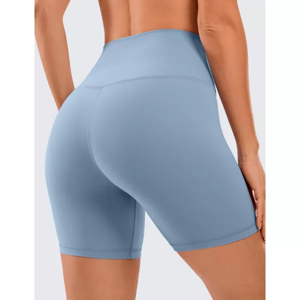 CRZ YOGA Womens Butterluxe Biker Shorts 25  4  6  8  High Waisted Booty Workout Volleyball Yoga Spandex6 inches Cambric Blue