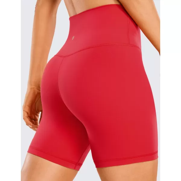 CRZ YOGA Womens Butterluxe Biker Shorts 25  4  6  8  High Waisted Booty Workout Volleyball Yoga Spandex6 inches Deep Red