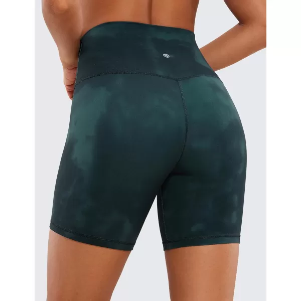 CRZ YOGA Womens Butterluxe Biker Shorts 25  4  6  8  High Waisted Booty Workout Volleyball Yoga Spandex6 inches Green Tiedye Flowers