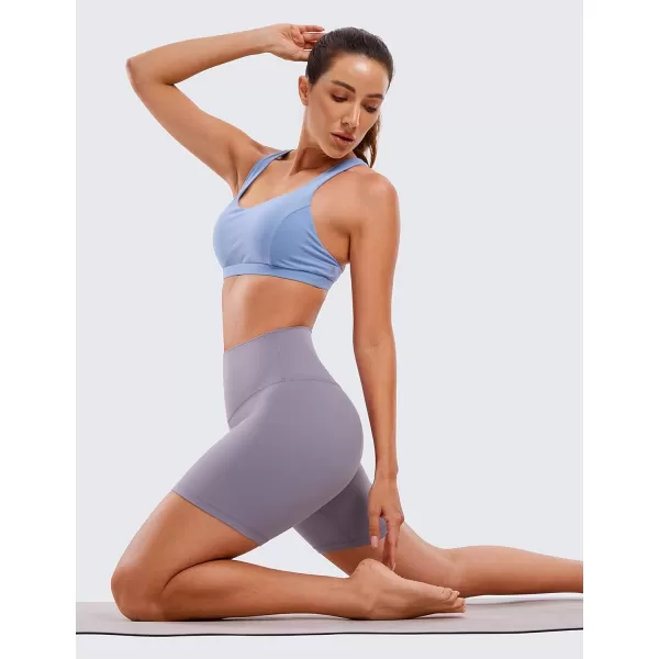 CRZ YOGA Womens Butterluxe Biker Shorts 25  4  6  8  High Waisted Booty Workout Volleyball Yoga Spandex6 inches Lavender Mist