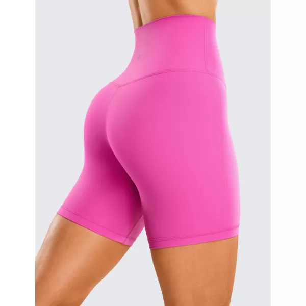 CRZ YOGA Womens Butterluxe Biker Shorts 25  4  6  8  High Waisted Booty Workout Volleyball Yoga Spandex6 inches Neon Light Purple