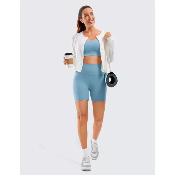 CRZ YOGA Womens Butterluxe Biker Shorts 25  4  6  8  High Waisted Booty Workout Volleyball Yoga Spandex6 inches Pure Blue