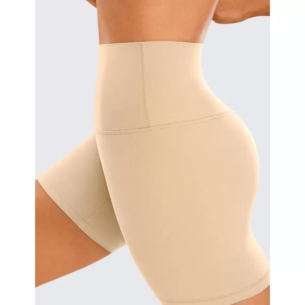 CRZ YOGA Womens Butterluxe Biker Shorts 25  4  6  8  High Waisted Booty Workout Volleyball Yoga Spandex6 inches Tan Milkshake