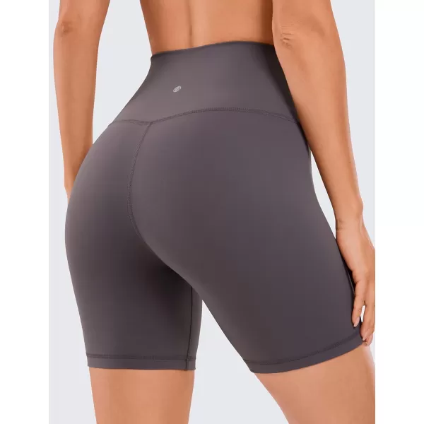 CRZ YOGA Womens Butterluxe Biker Shorts 25  4  6  8  High Waisted Booty Workout Volleyball Yoga Spandex6 inches Tornado Grey