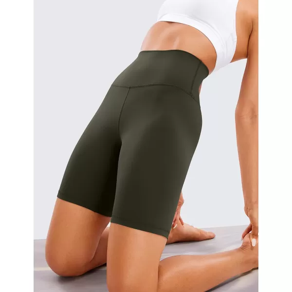 CRZ YOGA Womens Butterluxe Biker Shorts 25  4  6  8  High Waisted Booty Workout Volleyball Yoga Spandex8 inches Olive Green