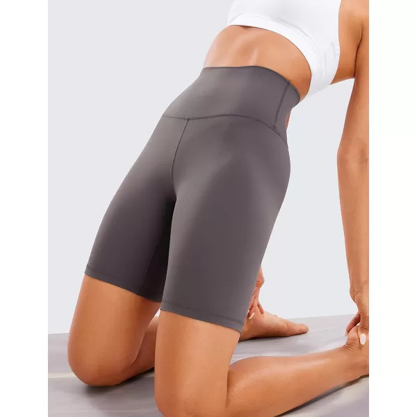 CRZ YOGA Womens Butterluxe Biker Shorts 25  4  6  8  High Waisted Booty Workout Volleyball Yoga Spandex8 inches Tornado Grey