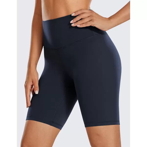 CRZ YOGA Womens Butterluxe Biker Shorts 25  4  6  8  High Waisted Booty Workout Volleyball Yoga Spandex8 inches Twilight Blue