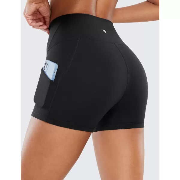 CRZ YOGA Womens Butterluxe Biker Shorts with Pockets 3  5  8  High Waisted Volleyball Workout Athletic Yoga Shorts3 inches Black