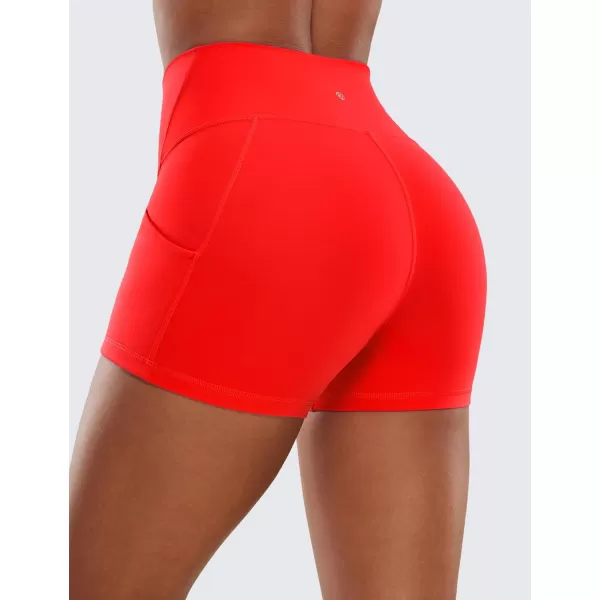 CRZ YOGA Womens Butterluxe Biker Shorts with Pockets 3  5  8  High Waisted Volleyball Workout Athletic Yoga Shorts3 inches Dark Red