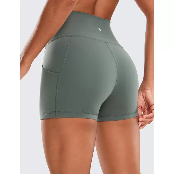 CRZ YOGA Womens Butterluxe Biker Shorts with Pockets 3  5  8  High Waisted Volleyball Workout Athletic Yoga Shorts3 inches Grey Sage
