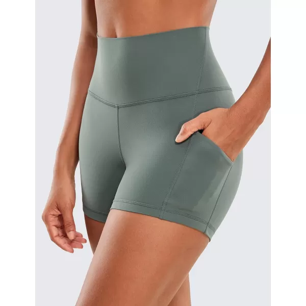 CRZ YOGA Womens Butterluxe Biker Shorts with Pockets 3  5  8  High Waisted Volleyball Workout Athletic Yoga Shorts3 inches Grey Sage
