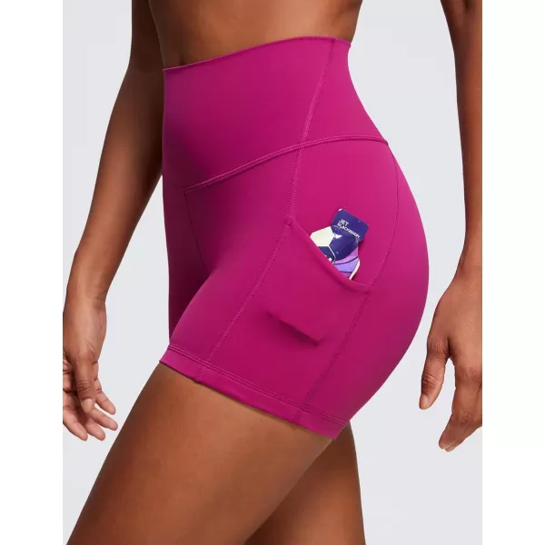 CRZ YOGA Womens Butterluxe Biker Shorts with Pockets 3  5  8  High Waisted Volleyball Workout Athletic Yoga Shorts3 inches Magenta Purple